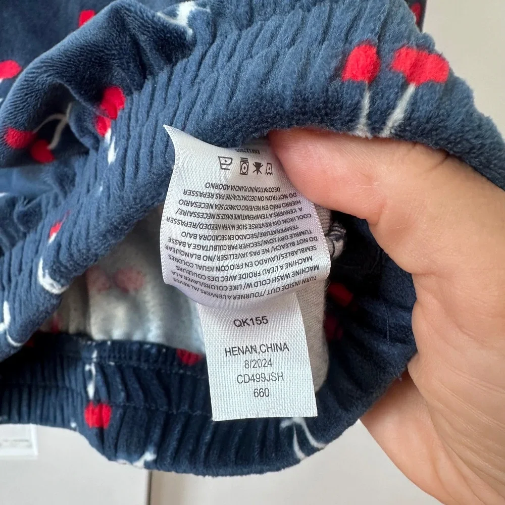 Jessica Simpson Girls Navy Blue Cherry Print Velour Sweatshirt Size 6 Y2K inspt